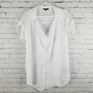 ATTITUDE | asymmetrical button up drape neck top